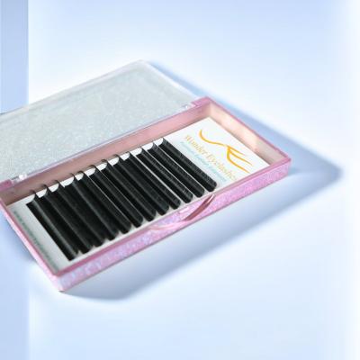 China Natural Long 0.15mm ultrathin Flat Lashes Shape Eyelash Extensions  Matte ultra black Flat Eyelash extension for sale