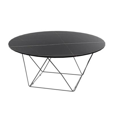 China Easy Assembly 3D Laser Printing Modern Marble Metal Frame Round Coffee Table For Living Room for sale