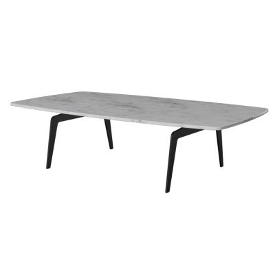 China Minimalist Black White Marble Steel Satin Titanium Large Polaris Rectangular Coffee Table For Living Room for sale