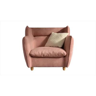 China Modern Contemporary Premium Duvet Natural Latex Feather Velvet Seat Legs Lounge Solid Wood Lounge Chair for sale