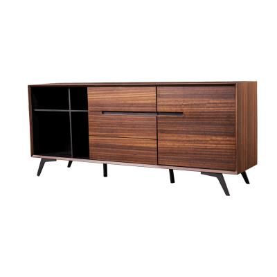 China Contemporary Contemporary Minimalist E1 Grade HDF With Eucalyptus Veneer Carbon Steel Frame Dining Sideboard for sale