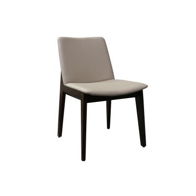 China Customizable Contemporary Beige Leatherette Wood Frame Dining Chair for sale