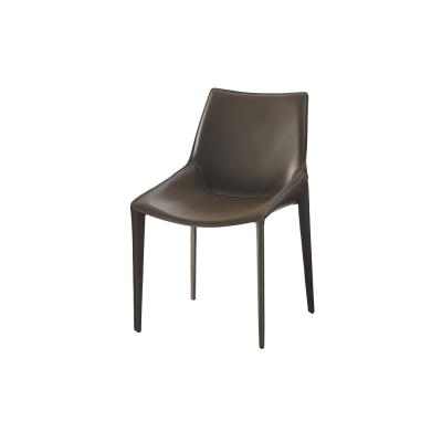 China Customizable Contemporary Saddle Skin Carbon Steel Metal Frame Dining Chair for sale