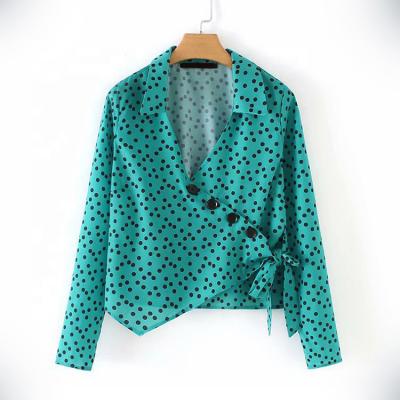 China Breathable Mulberry Polka Dot Shirt Chiffon Ladies Polyester Blouse Women's Blouse for sale