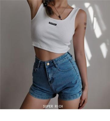 China 2022 summer new arrival embroidery women breathable tank tops slim sleeveless sports vest fashion casual women crop tops for sale