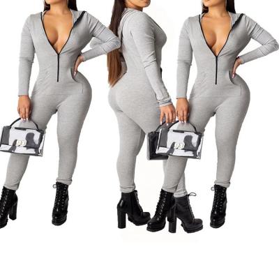 China Anti-Static Hooded Fashionable Gray Pocket Long Sleeve Cloth Rib Casual Overalls for sale