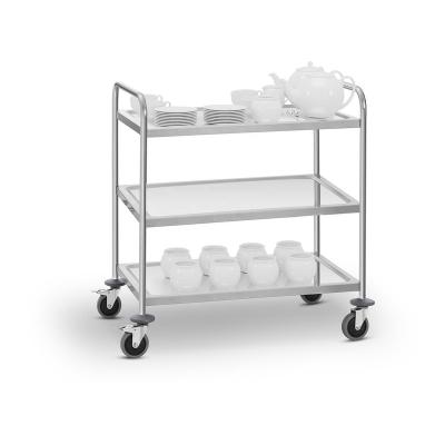 China 3 Tier Kitchen Hotel Stainless Steel Catering Service Cart Food Serving Trolley Industrial Dining Serving Serving Cart for sale