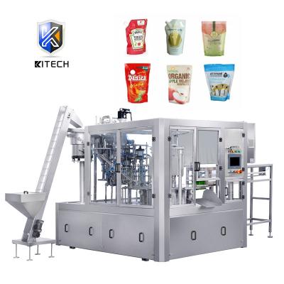 China Automatic rotary type packing machine food KITECH doypack filling and sealing machine for liquid paste for sale