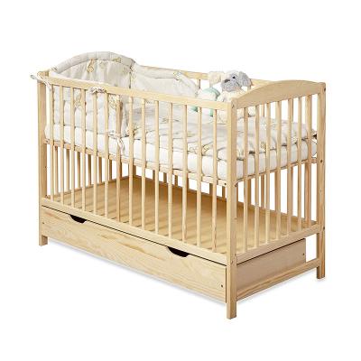 China Modern Baby Cradle Wooden Bed 60 x 120 cm with Drawer and Height Adjustable Convertible to Junior Bed for Girls and Boys for sale