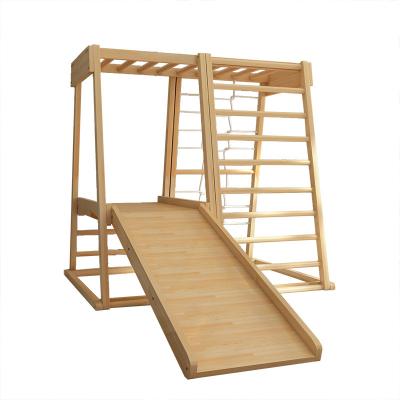 China Modern Wholesale Home Playground Indoor Kids Climbing Frame Swing Solid Wood Combination for sale