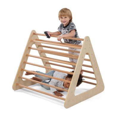 China Kindergarten Indoor Children Training Equipment Modern Family Sense Triangle Climbing Frame Toy Solid Wood Slide for sale