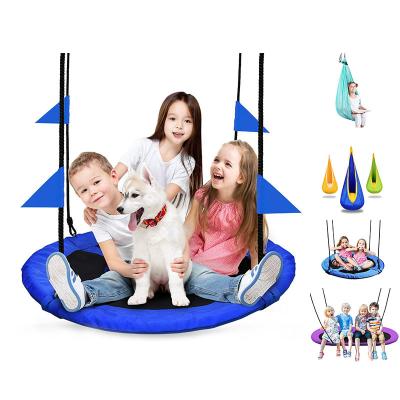 China 40in Modern Hot Sell Outdoor Patio Swings Furniture Garden Kids Outdoor Flying Saucer Around Swing With Adjustable Ropes for sale