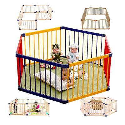 China Easy Assembly Kids Safety Protective Play Fence Modern Fashion Baby Playground Fence Solid Wood Toddler Crawling Playpen For Toddler for sale