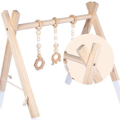 China Easy Assembly Foldable Baby Play Gym Frame Activity Gym with 3 Wooden Baby Teething Newborn Toys Baby Play Gym Blankets for sale