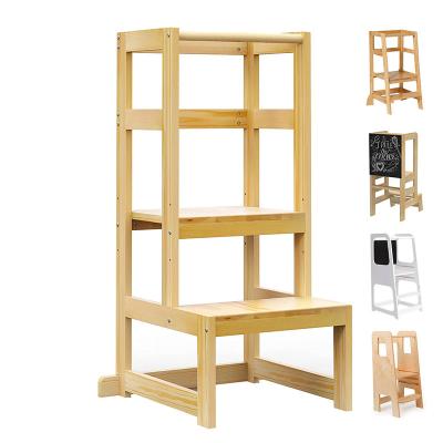 China High Quality Morden Foldable High Quality Children's Wooden Step Stool Kitchen Stance Tower Adjustable Kids Toddler Learning Tower Montessori for sale