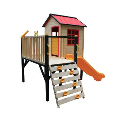 China New Comfortable Children's Wooden Playhouse Outdoor Amusement Park Playground Equipment With Slide for sale