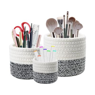 China Country Wholesale New Style Cotton Rope Woven makeup organizer Dest Organizers for home decorative objests for sale