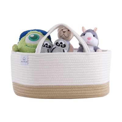 China Country Ins type cotton rope baby nursery diaper caddy storage bag  basket mommy nappy bag for sale