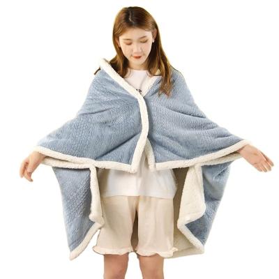 China Wholesale Customization Anti-Static New Drape Wearable Blanket With Sleeves Lamb Wearable Lazy Sofa Quilt Sherpa Hoodie Blanket Fur for sale