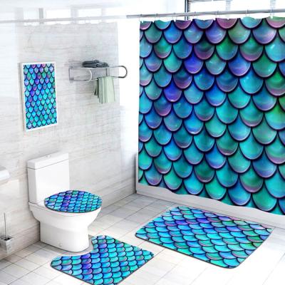 China Modern Hot Sale Polyester 3D Printed Shower Curtains For Bathroom Decorativas Baby Bathroom Shower Curtain Set for sale