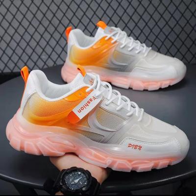 China 2022 Fashion Trend Good Quality New Men's Shoes Breathable Air Cushion Shock Absorption Dad Shoes Mesh Sports Shoes for sale