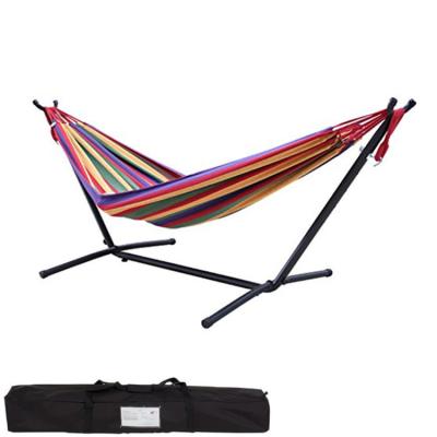 China Eco-friendly Hammock with Steel Stand Portable Double Swing Bed with Carry Case for Outdoor for sale