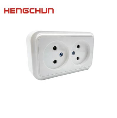 China Residential / General Purpose European Size Cheap Quality 2 Pin Without Earth Double Wall Outdoor Socket D-07 for sale