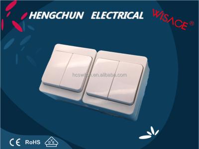 China New Design 2 Way 2 Strip Eu Safe Wall Switch 220v 10A for sale