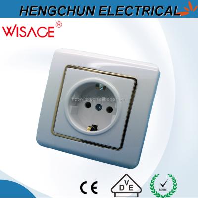 China Safe Eu Style Grounding Square Wall Socket Switch With CE Rohs Certificate for sale