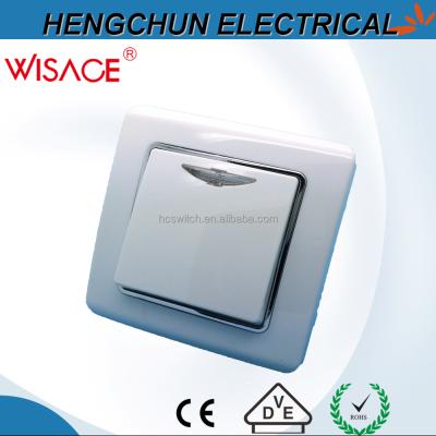 China Safe 1 Strip 2 Way Wall Switch With LED Light 220V for sale