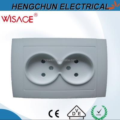 China 2017 European Type White Socket 2 Way Safe Band 2 Plate for sale