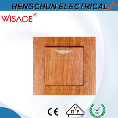 China Safe 86 Square Style One Wood Material Wall Switch With Panel Light for sale