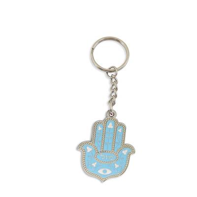 China Wholesale Price Israel Hamsa Hand Key Chain Jewish English Traveler Prayer Gifts From Israel Factory for sale