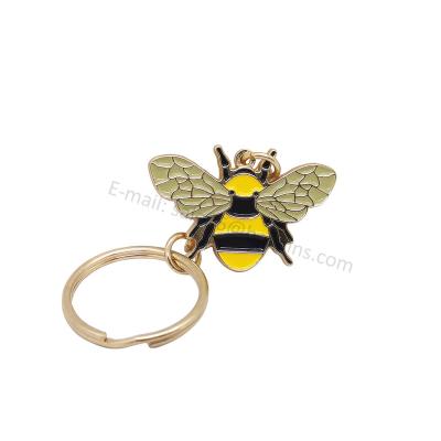 China All World Hot Quality Customized Cute Golden Bee Keychain Small, Yellow Wasp Shape Softly Enamel Key Chain Wholesale for sale