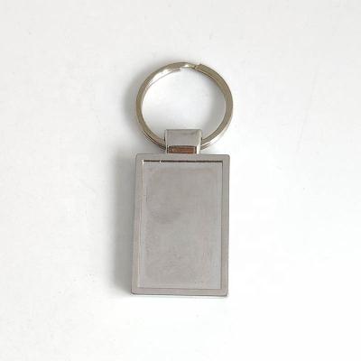 China Promotion or Collect Factory Price Wholesale Custom White DIY Rectangle Shape Silver Metal Key Chain For Decoration for sale