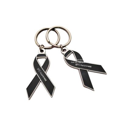 China Wholesale Cheap Price Small Black Funeral Memorial Gift Awareness Key Ring OEM ODM ODM Key Chain Supplier for sale