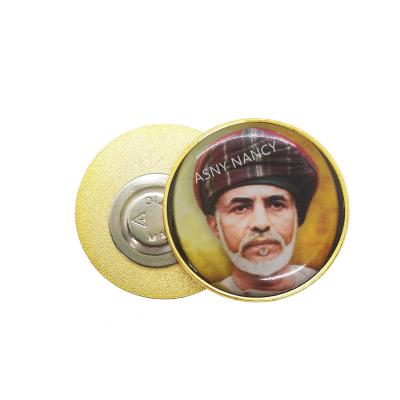 China King of Oman Oman printing colorful badge with magnet plating gold metal pin for National Day of Oman for sale