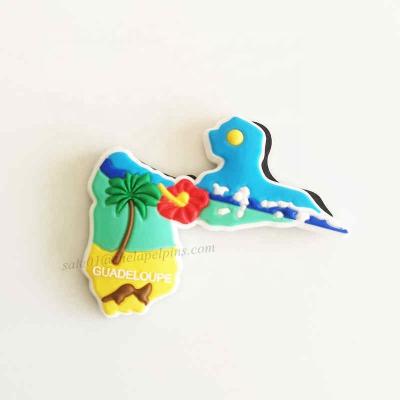 China 3D Custom Soft PVC Guadeloupe Map Shape Fridge Magnet For Tourist Attractions Souvenirs Gifts for sale