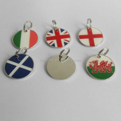 China Multiple Metal Country National Flag Dog Collar Tags for sale