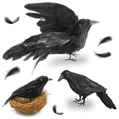 China Realistic Handmade Crow with Glass Bird's Nest, Black Crows Decorations Reminiscent Prop, Artificial Birds Ravens Crows Customized for sale