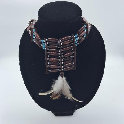 China Hot Sale Indian Beads Necklace With Customized Feathers for sale