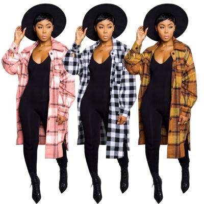 China Breathable Women Fall Winter Blouses Shirts Wool Fabric Sleeve Jacket Coat Slit Long Dress Casual Women for sale