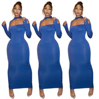 China Autumn Women Long Sleeve Solid 2021 breathable color elegant dresses for Lady Fashion Dress for sale