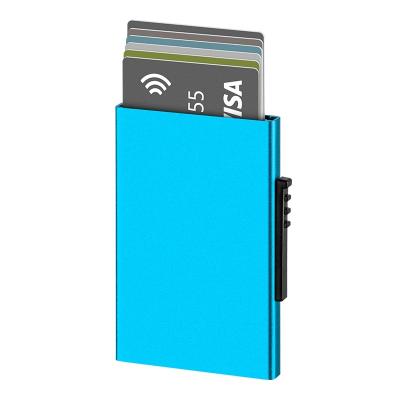 China Wholesale Fashion Blocking Minimalist Metal Card Box Wallet Noise Up Aluminum Credit Card Holder for sale