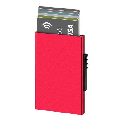 China Fashion Minimalist Rfid Blocking Metal Name Card Sleeves Custom Aluminum Credit Card Holders Wallet for sale