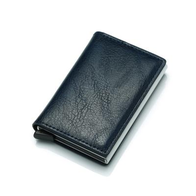 China Fashion Metal Rfid Blocking PU Leather Men Wallet Purse With Aluminum Credit Card Holder for sale