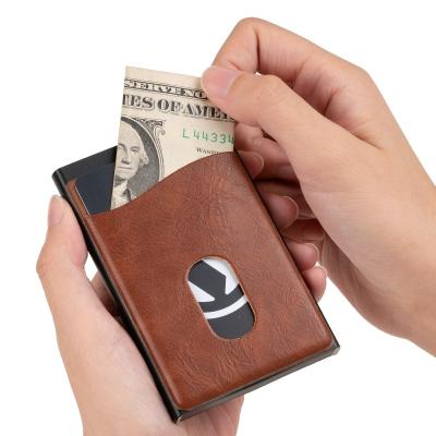 China Fashion Men Leather Card Case Aluminum Wallet Metal Wallet Holder Auto Credit Card Holder for sale