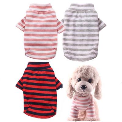 China Hot Stocked Two-Legged Cheap Designer Pet Clothing High Quality Amazon Puppy Puppy Small Stocked Luxury Striped T-Shirt for Dogs and Cats Pet for sale