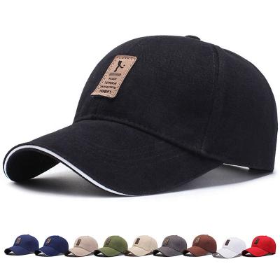 China COMMON Embossed Leather Patch Peaked Cap Custom Logo Baseball Sport Hats Wholesale Fashion Man Trucker Hat for sale