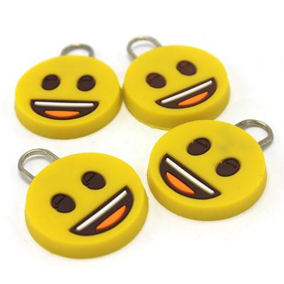 China Other custom 3D rubber zipper pull brand logo 3D rubber zipper puller cute smile embossed zipper slider kids clothing handbag for sale